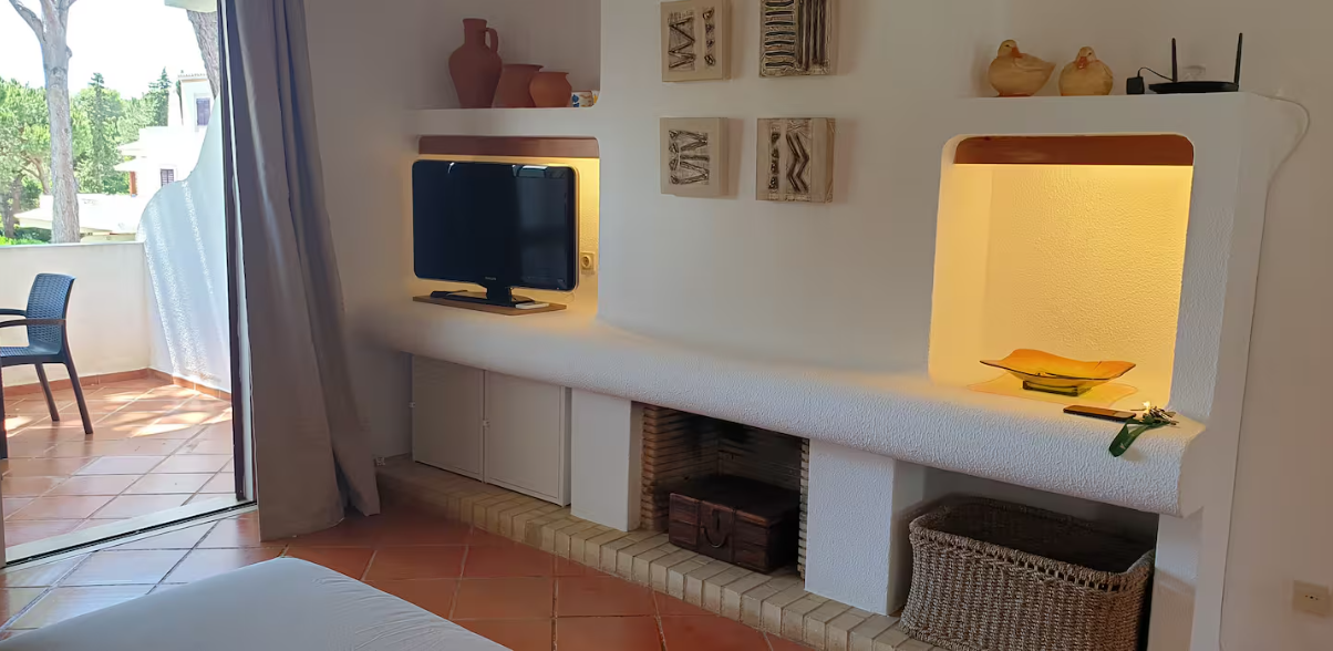 Living room with sofa bed, air conditioning and fast internet.